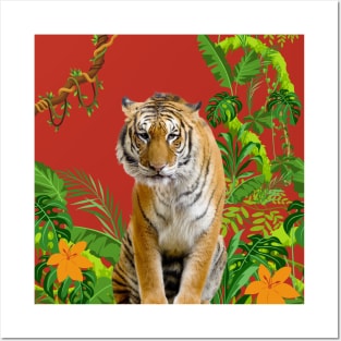 Tiger with Jungle Background Posters and Art